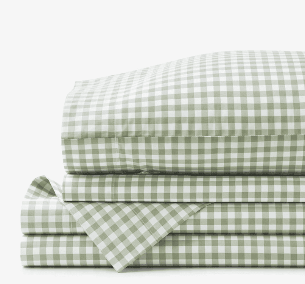 Gingham Classic Cool Organic Cotton Percale Bed Sheet Set back to school essentials